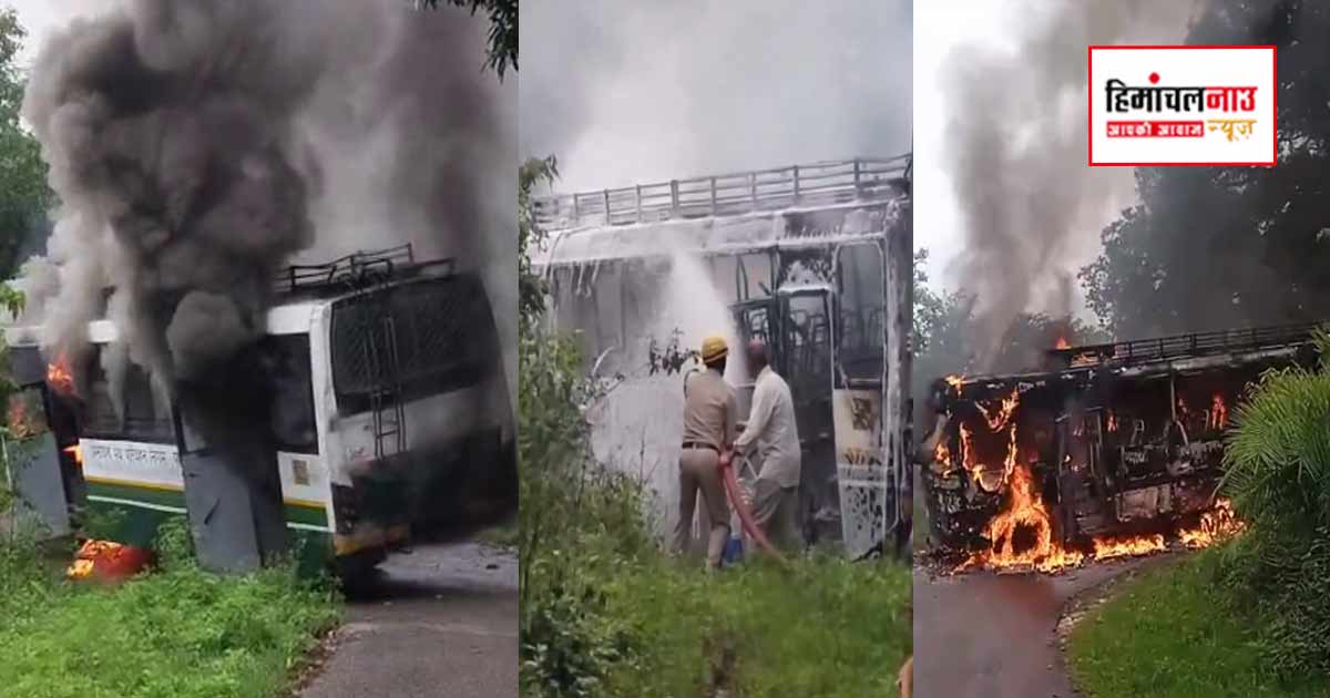 हादसा / पालमपुर में चलती एचआरटीसी बस में लगी आग, सभी यात्री सुरक्षित निकाले गए, बस पूरी तरह जलकर क्षतिग्रस्त