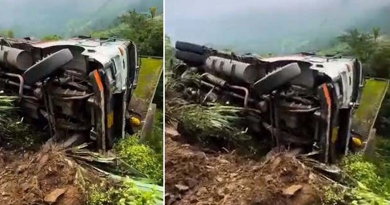 Accident / सुंदरनगर-करसोग सड़क धंसी, मकान की छत पर गिरा सीमेंट से लदा ट्रक