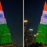 भारतीय तिरंगे के रंगों में रोशन बुर्ज खलीफा