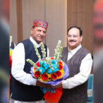 राजीव बिंदल दिल्ली में जेपी नड्डा से हिमाचल के मुद्दों पर चर्चा करते हुए