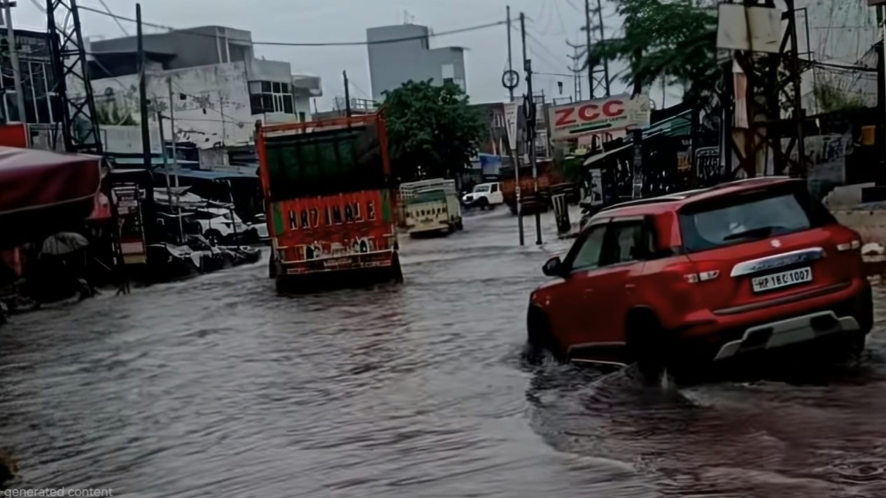 सिरमौर में भारी बारिश से सड़कें जलमग्न, एनएच-07 समेत कई मार्गों पर यातायात बाधित