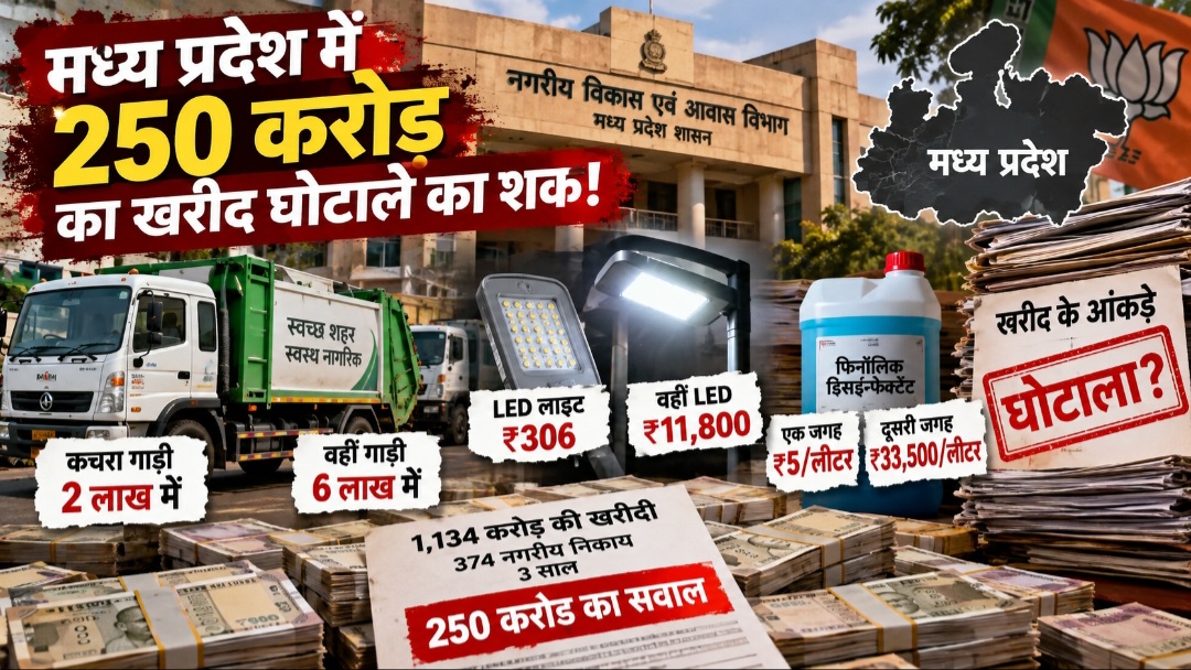 भाजपा सरकार में सरकारी खरीद पर बड़ा सवाल! 2 लाख की कचरा गाड़ी 6 लाख में, 200 एलईडी बल्बों का बिल 60 लाख; 250 करोड़ का हिसाब कौन देगा?