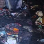 नगरोटा बगवां के घोड़ब में आग से जला मकान